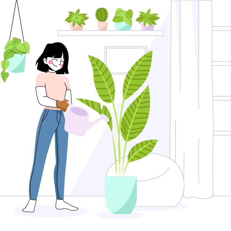 Vector gratuito ilustración de concepto de jardinería en casa con mujer
