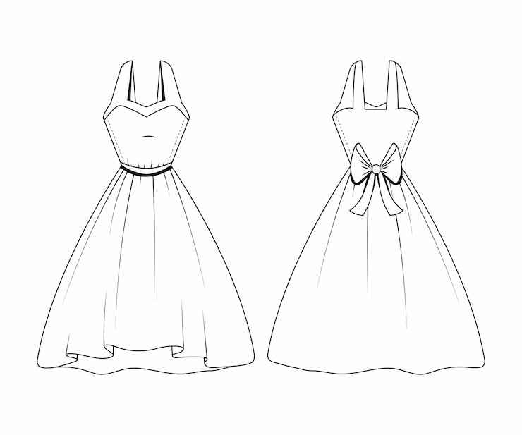 Vector gratuito ilustración de contorno de vestido dibujado a mano