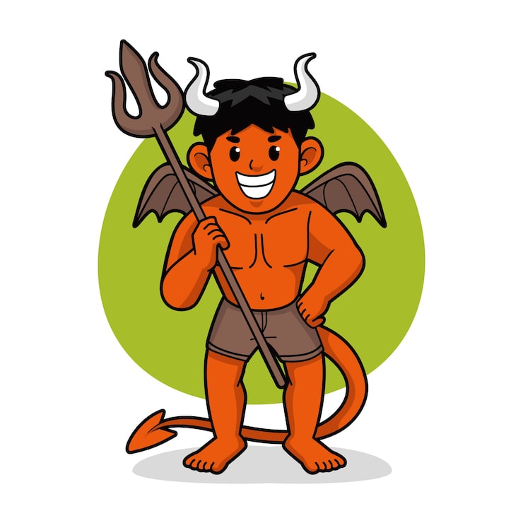 Vector gratuito ilustración de dibujos animados de diablo dibujado a mano