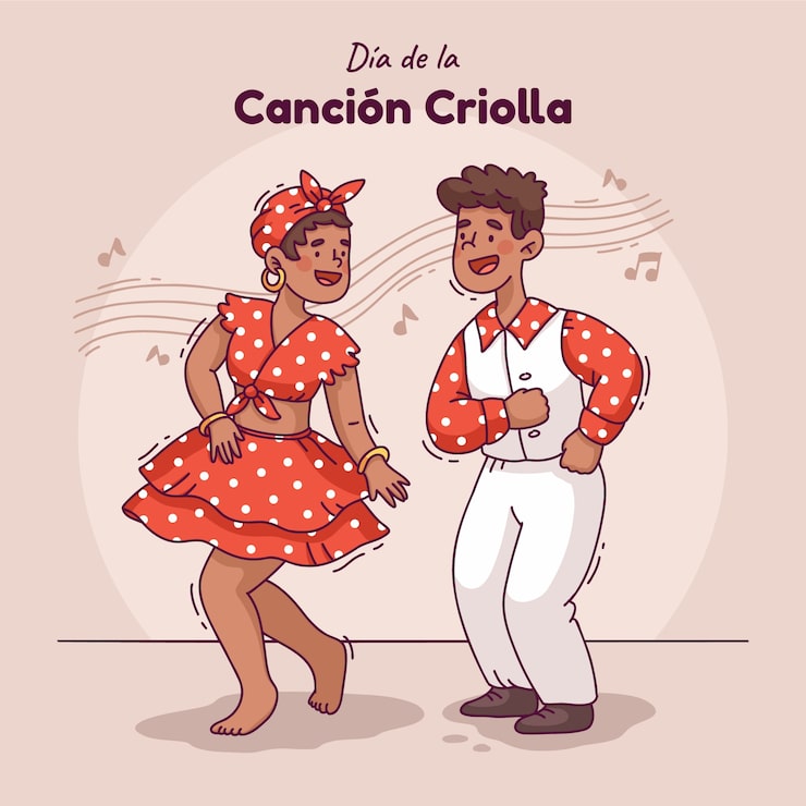 Vector gratuito ilustración plana del día de la canción criolla.
