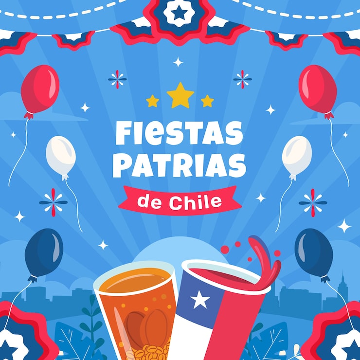 Ilustración plana para fiestas patrias chile.