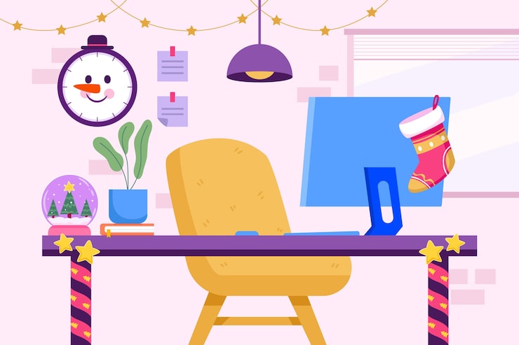 Vector gratuito ilustración plana de oficina de navidad
