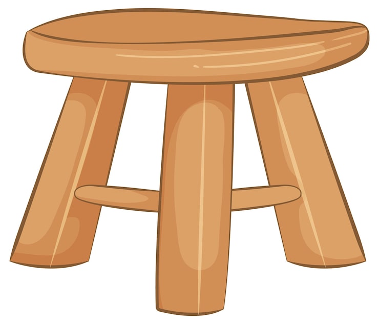 Vector gratuito ilustración sencilla de un taburete de madera