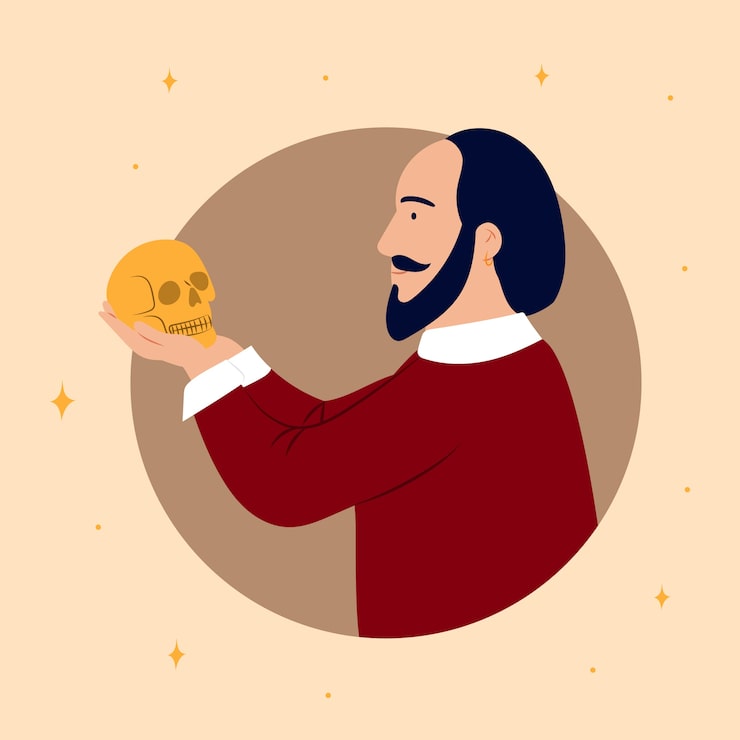 Vector gratuito ilustración de shakespeare de diseño plano dibujado a mano