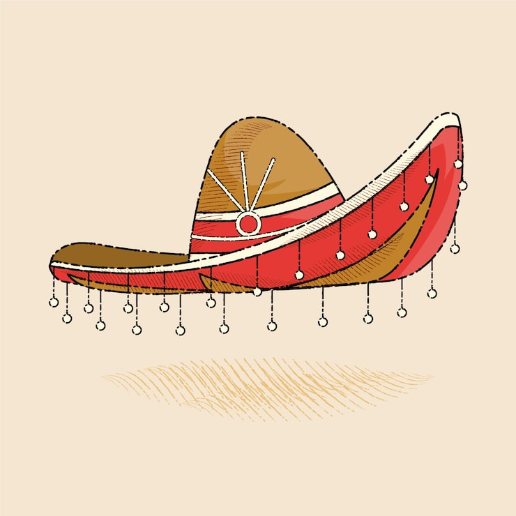 Vector gratuito ilustración de sombrero mariachi dibujado a mano