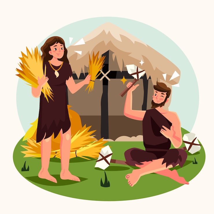 Vector gratuito ilustración de vida paleolítica de diseño plano