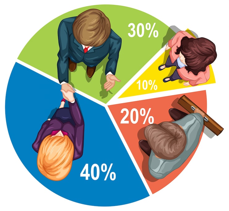 Vector gratuito infografía con personas e ilustración piechart