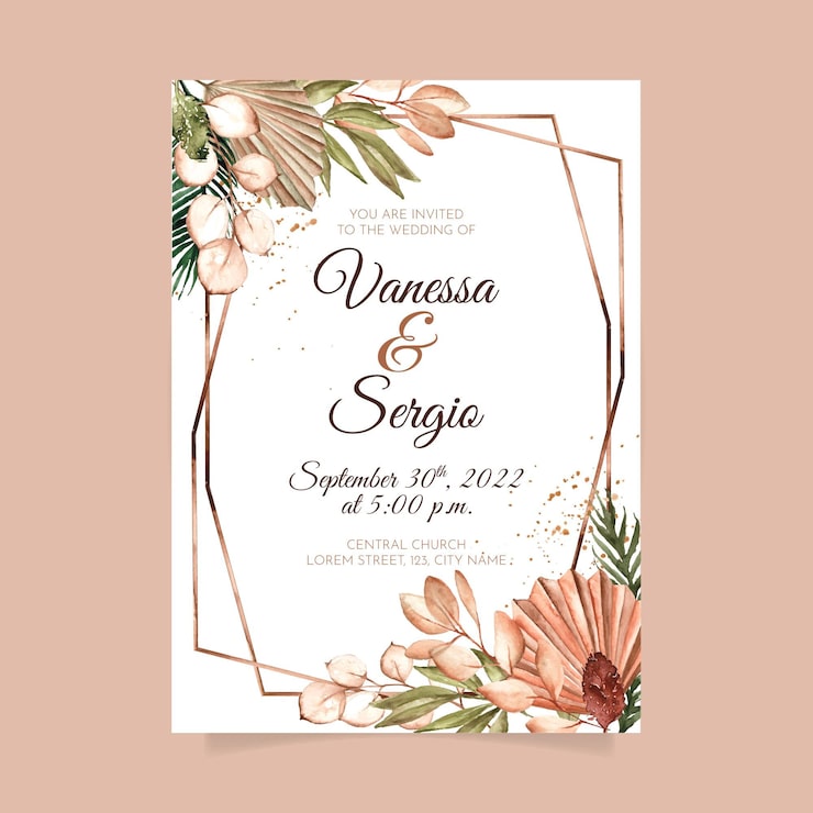 Vector gratuito invitación de boda pintada a mano