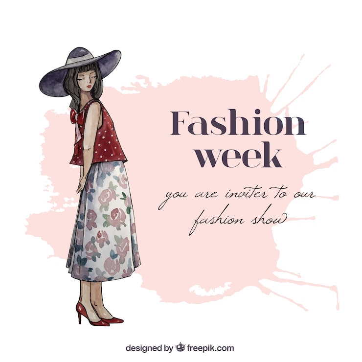 Vector gratuito invitación pintada a mano de la semana de la moda