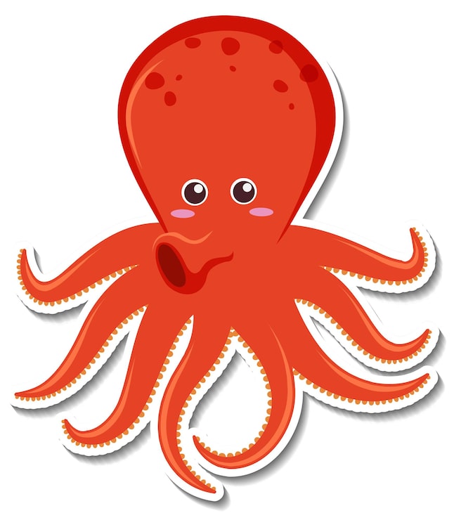 Vector gratuito lindo personaje de dibujos animados de pulpo pegatina