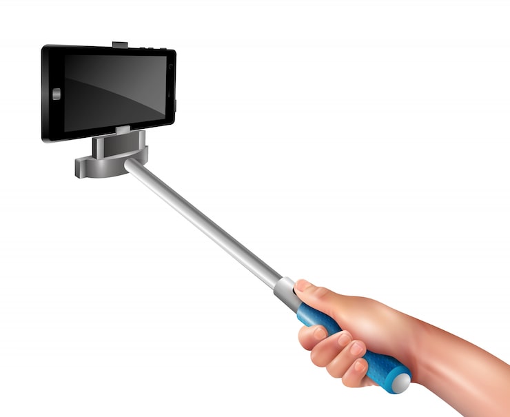Vector gratuito mano con selfie stick