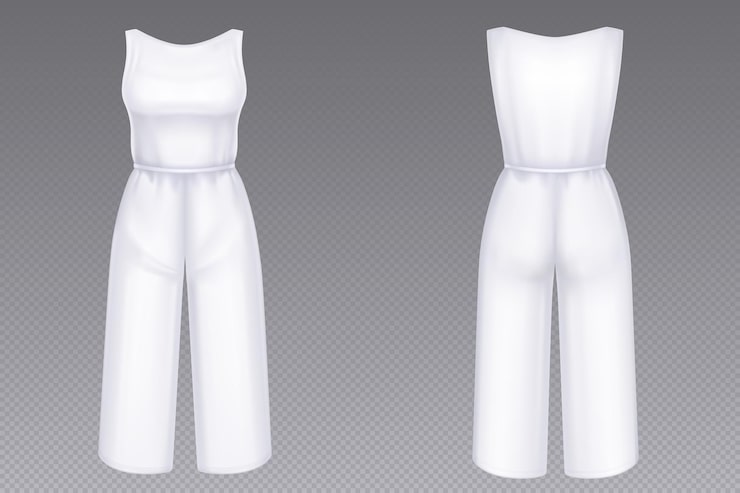 Vector gratuito mono blanco de mujer con mockup de pantalón