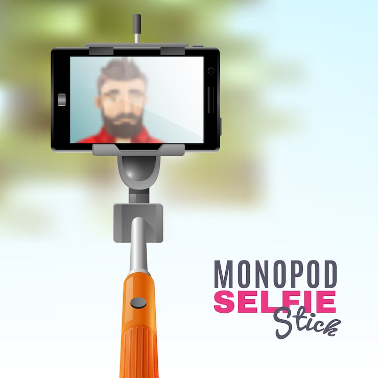 Vector gratuito monopod selfie ilustración