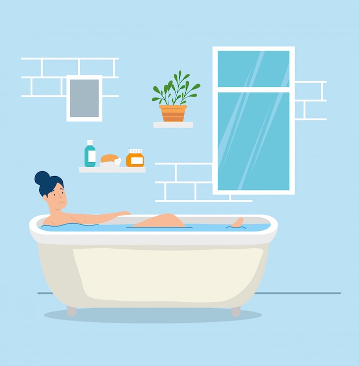 Vector gratuito mujer en bañera