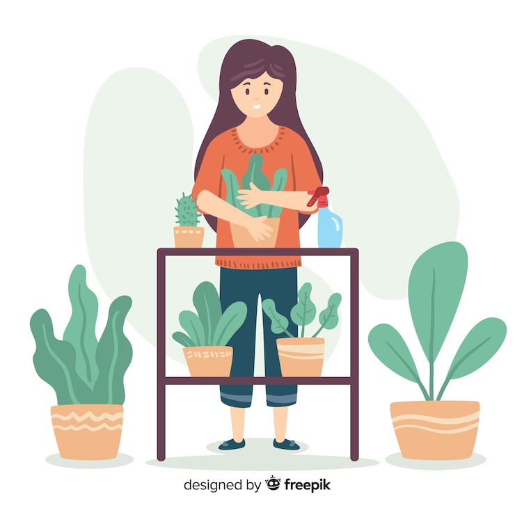 Vector gratuito mujer disfrutando de diseño plano de jardinería