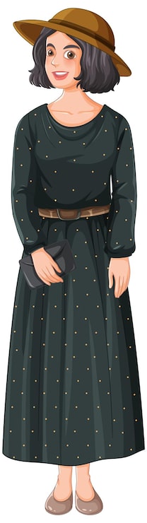 Vector gratuito mujer elegante con vestido de época