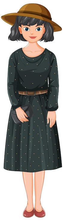 Vector gratuito mujer elegante con un vestido de polka dot