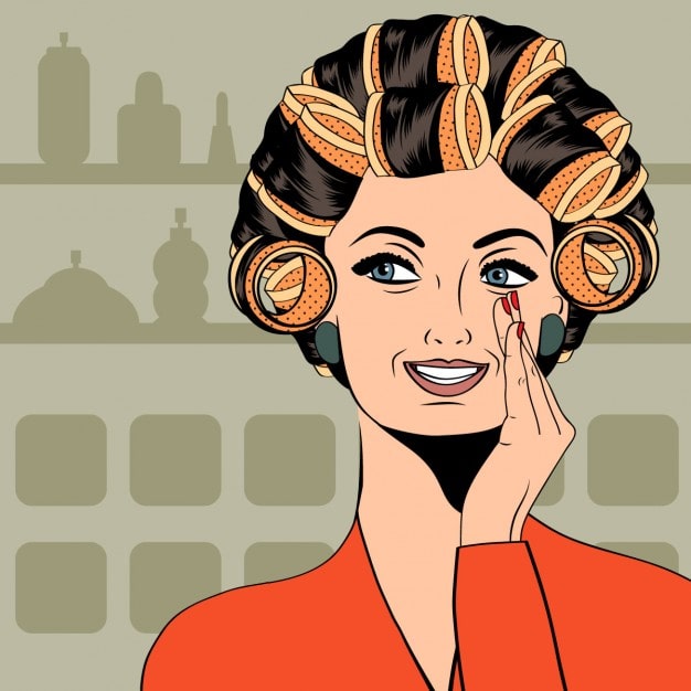 Vector gratuito mujer con rulos en el pelo