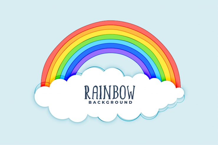 Vector gratuito nubes y fondo de arco iris
