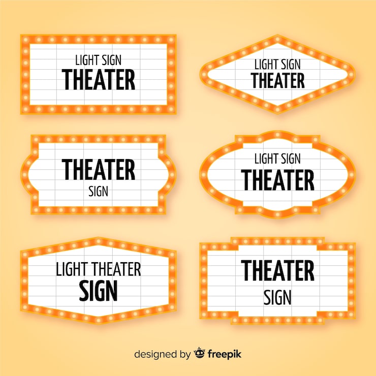 Vector gratuito pack de cartel de teatro plano