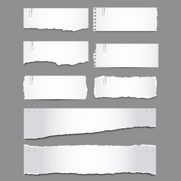 Vector gratuito pack de papeles rasgados con clips