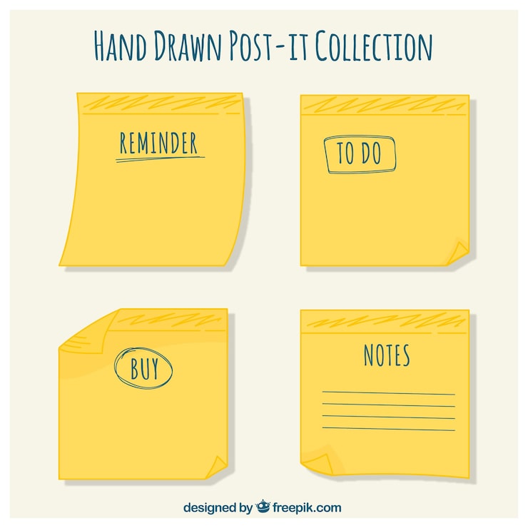 Vector gratuito pack de post-it amarillo con palabras