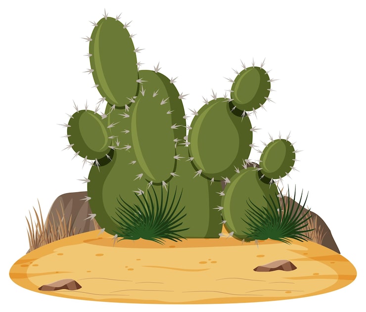 Vector gratuito paisaje desértico aislado con nopales