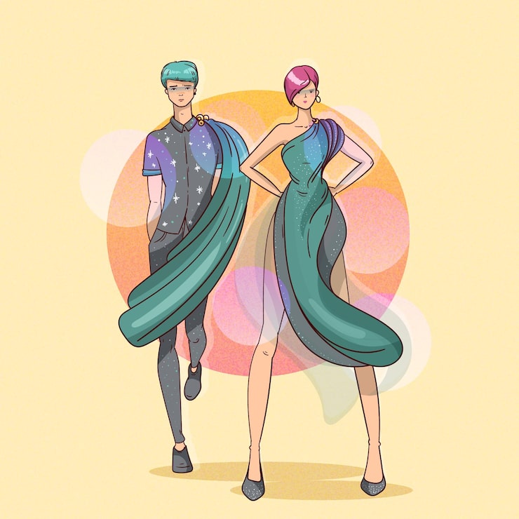 Vector gratuito pasarela de desfile de moda dibujada a mano