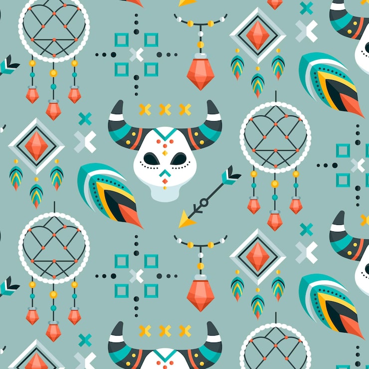 Vector gratuito patrón boho de diseño plano