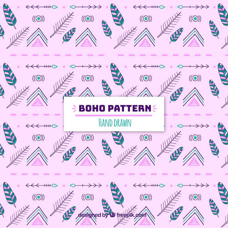 Vector gratuito patrón boho con estilo hippie