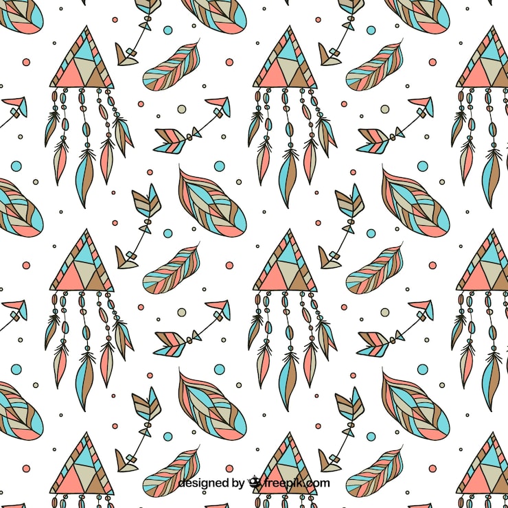 Vector gratuito patrón boho con plumas