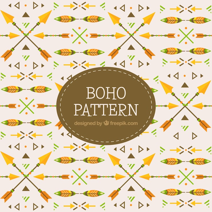 Vector gratuito patrón de estilo boho con diseño plano