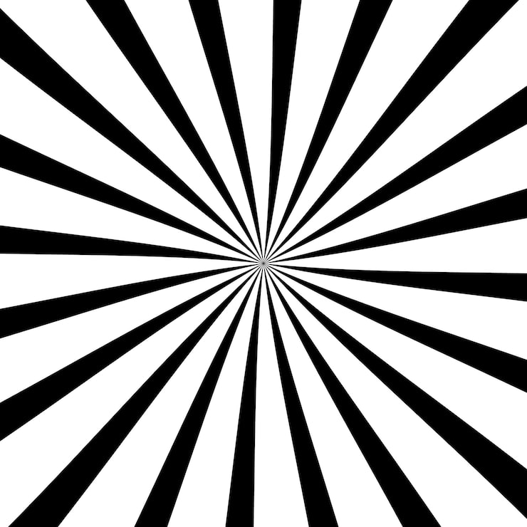 Vector gratuito patrón de explosión radial en blanco y negro con líneas geométricas nítidas creando una ilusión óptica dinámica