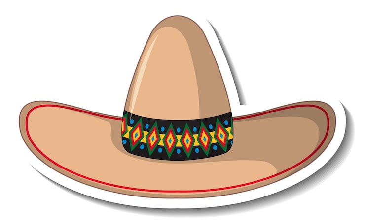 Vector gratuito pegatina de dibujos animados de sombrero mexicano