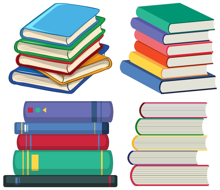 Vector gratuito pilas de colección de libros