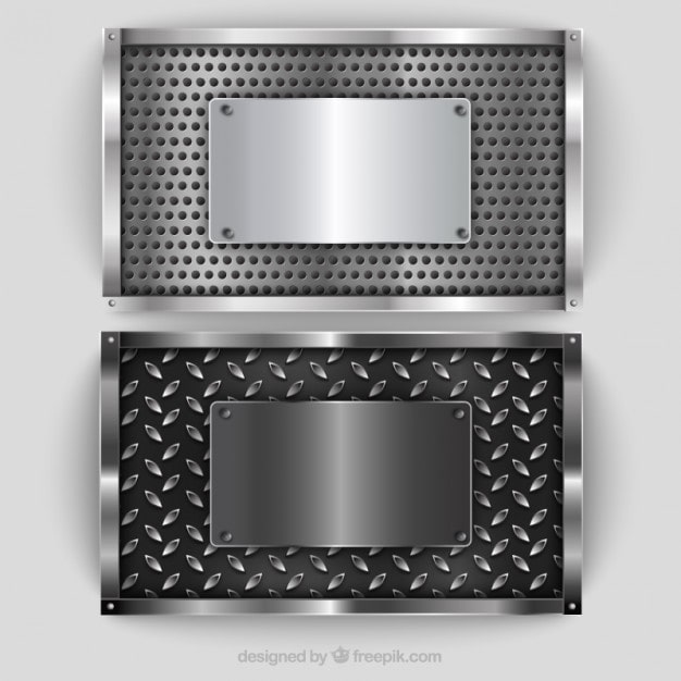 Vector gratuito placas de plata metálicos paquete