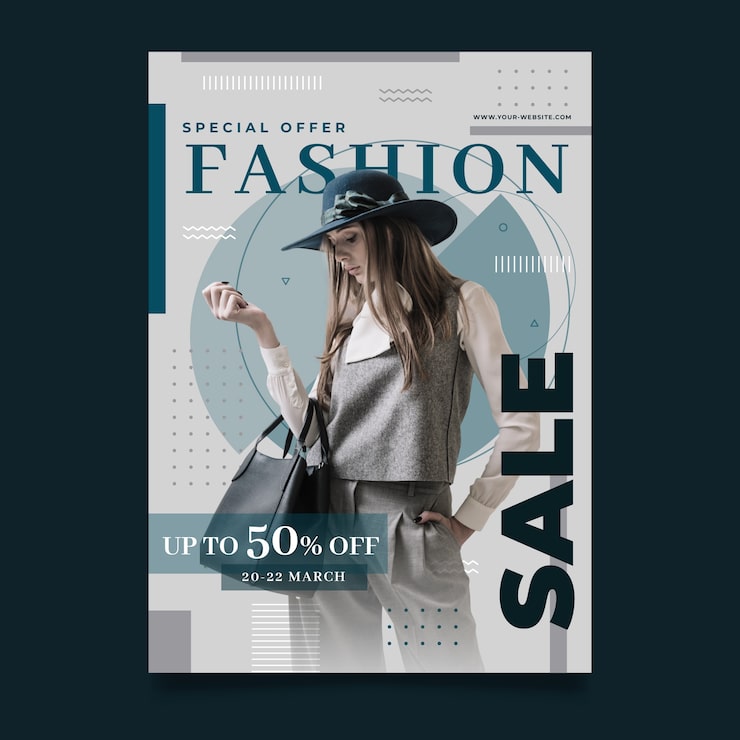Vector gratuito plantilla de cartel de moda con foto