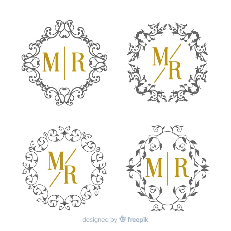 Vector gratuito plantilla de colección de monograma de boda