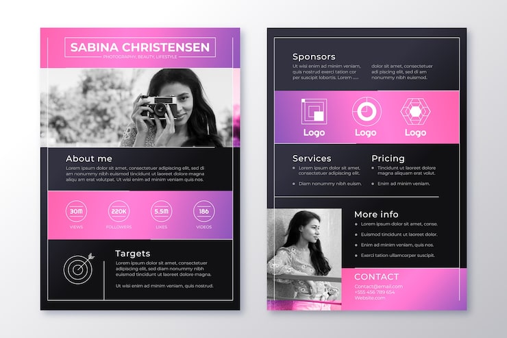 Vector gratuito plantilla de currículum degradado