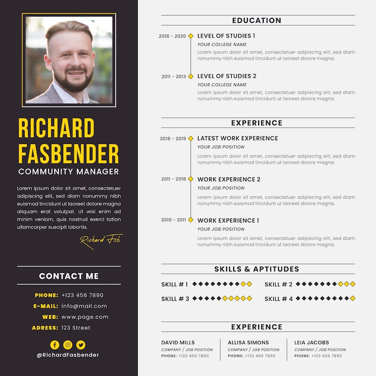 Vector gratuito plantilla de cv en línea