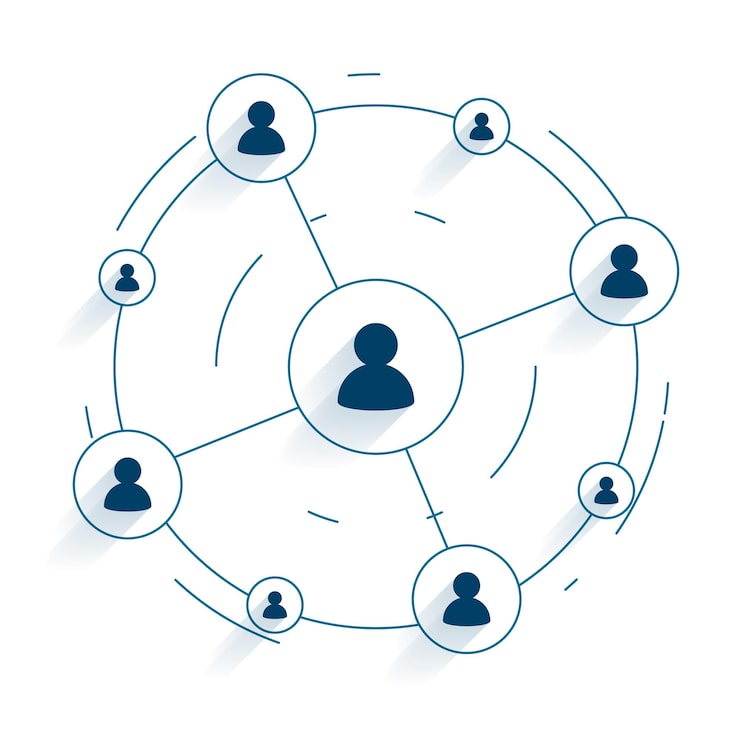 Vector gratuito plantilla de diagrama circular de redes de personas para conexión a la web