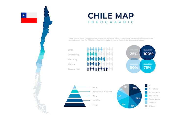 Vector gratuito plantilla de infografía de mapa de chile