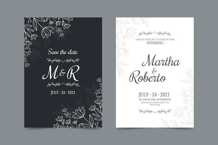 Vector gratuito plantilla de invitación de boda mínima dibujada a mano