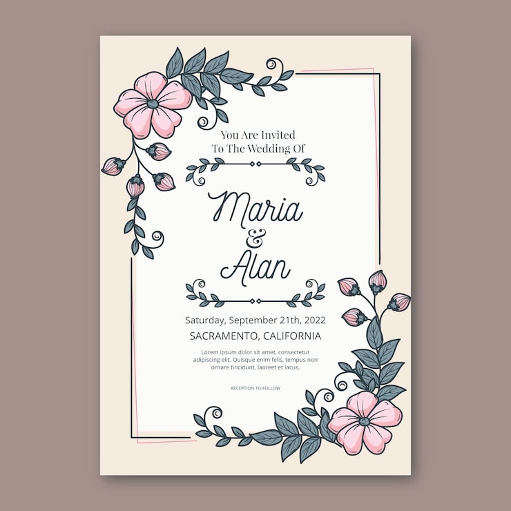 Vector gratuito plantilla de invitación de boda