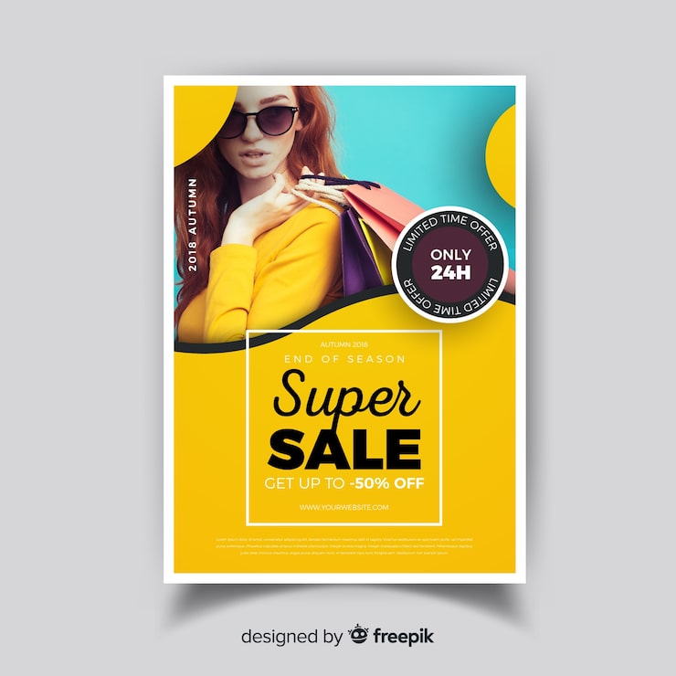 Vector gratuito plantilla moderna de folleto de super rebajas