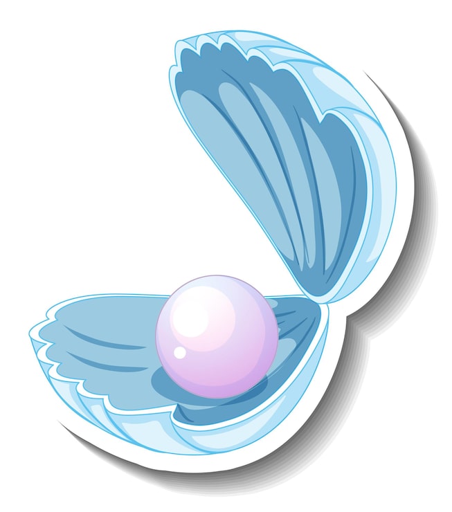 Vector gratuito una plantilla de pegatina con perla en concha aislada