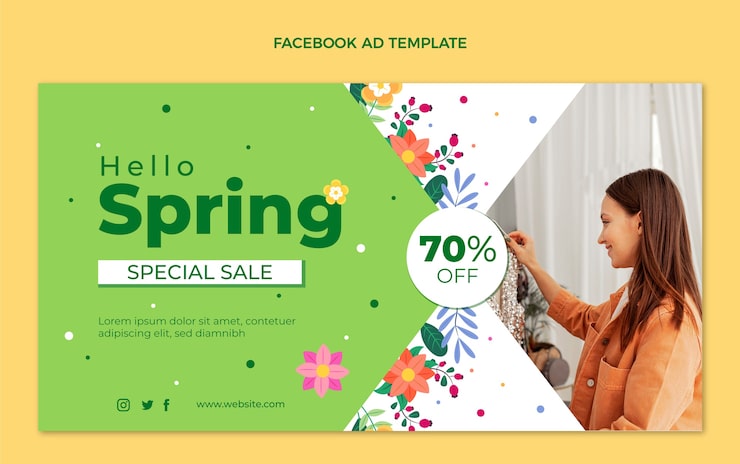 Vector gratuito plantilla de promoción de redes sociales de primavera plana