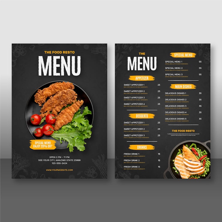Vector gratuito preciosa plantilla de diseño de menú de comida