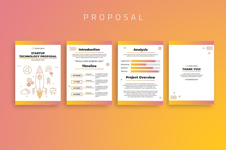 Vector gratuito propuesta de inicio de tecnología de gradiente de doodle