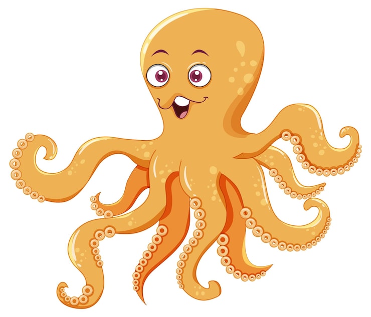 Vector gratuito pulpo amarillo en diseño de dibujos animados